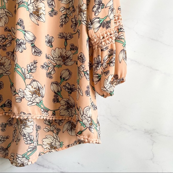 Copper Key Shabby Chic Aesthetic Flowy Hi Low Floral Top Size Large - Picture 3 of 8